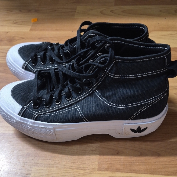 adidas Shoes - adidas Black Canvas High-Top Sneakers